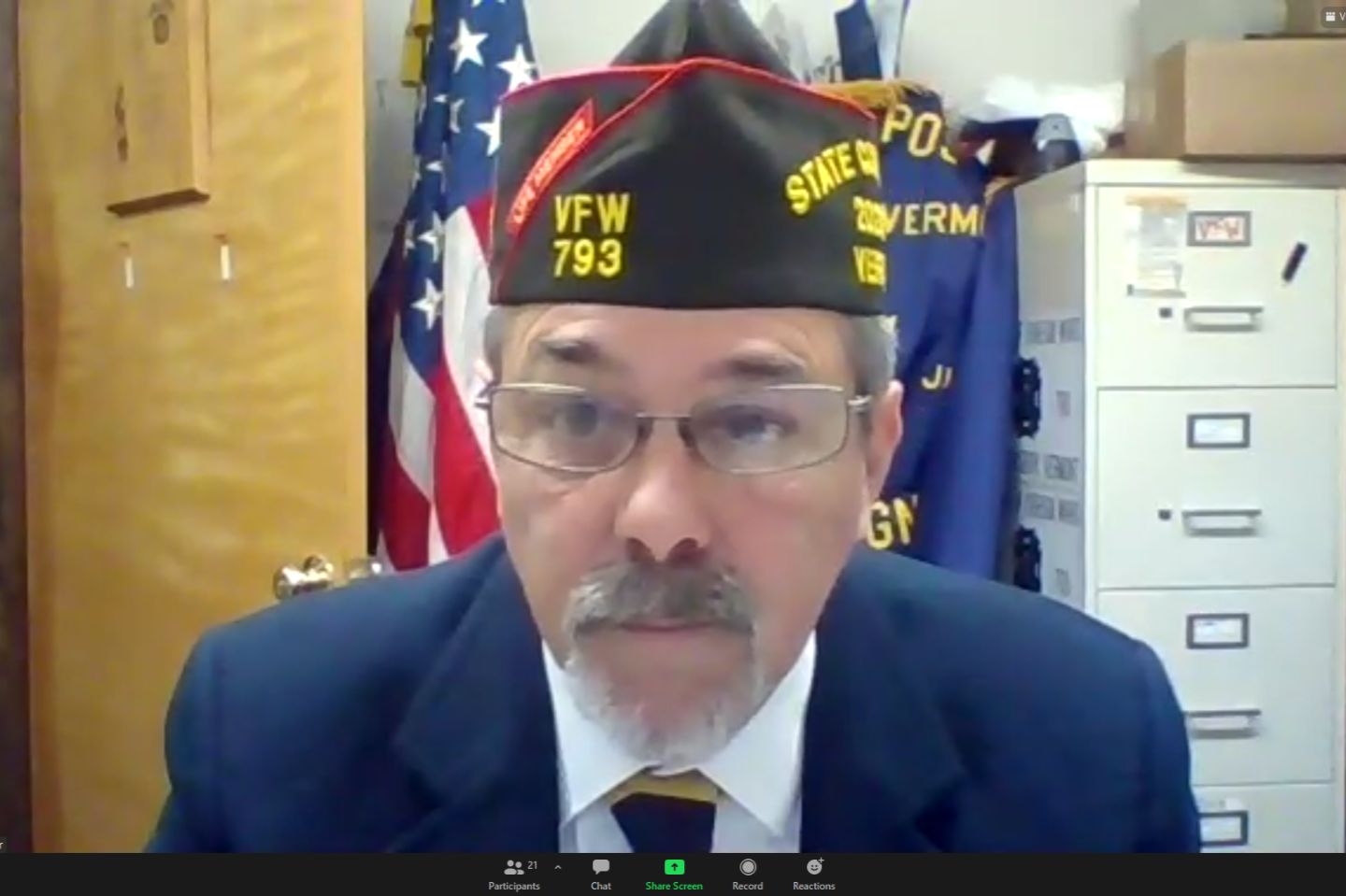The Veterans of Foreign Wars, Department of Vermont, conducts its first virtual Council of Administration.